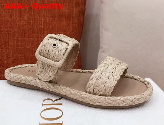 Dior Ocean Slide Jute Colored Braided Raffia Replica