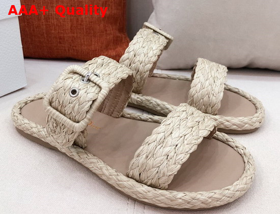 Dior Ocean Slide Jute Colored Braided Raffia Replica