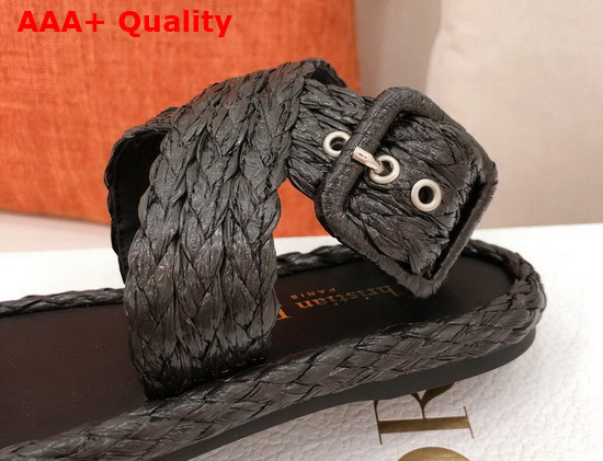 Dior Ocean Thong Sandal Black Braided Raffia Replica