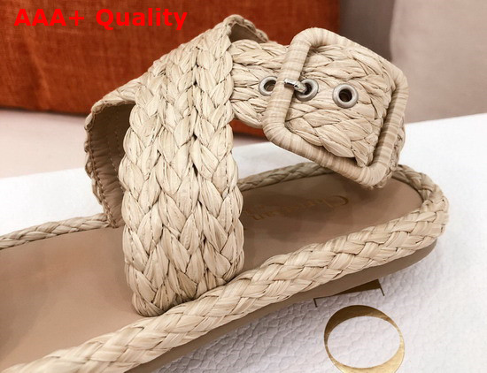 Dior Ocean Thong Sandal Jute Colored Braided Raffia Replica