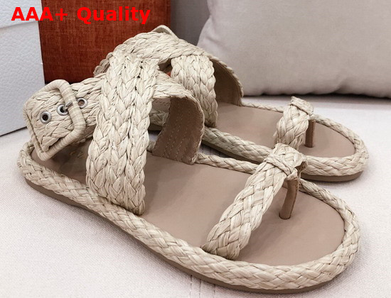 Dior Ocean Thong Sandal Jute Colored Braided Raffia Replica