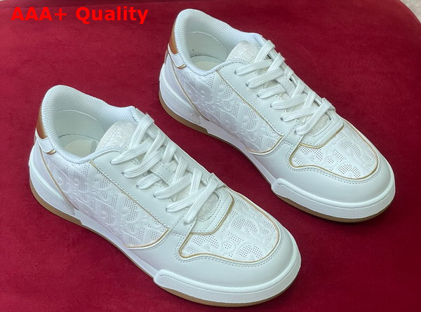 Dior One Sneaker White and Gold Tone Dior Oblique Perforated Calfskin Replica