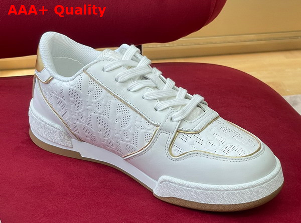 Dior One Sneaker White and Gold Tone Dior Oblique Perforated Calfskin Replica