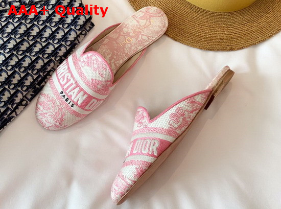 Dior Pink Dior Off Toile de Jouy Canvas Embroidered Cotton Mule Replica