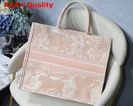 Dior Pink Multicolor Toile De Jouy Embroidered Dior Book Tote Replica