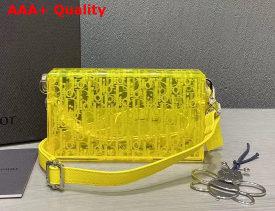 Dior Plexiglass Pouch Yellow Acrylic with Dior Oblique Motif Replica