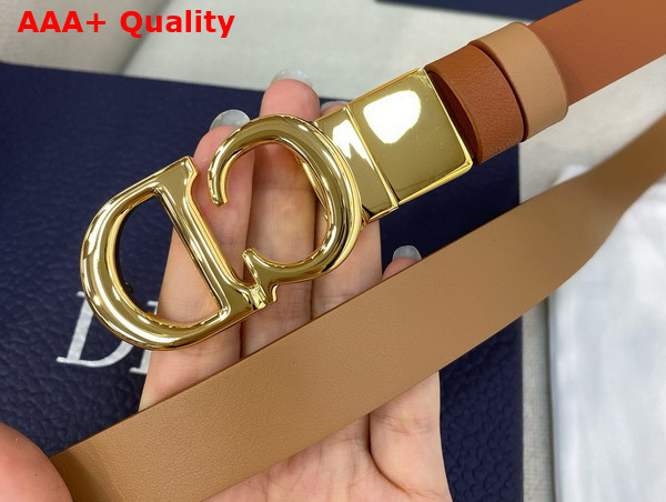 Dior Reversible Saddle Belt Golden Saddle and Caramel Beige Smooth Calfskin 20mm Replica