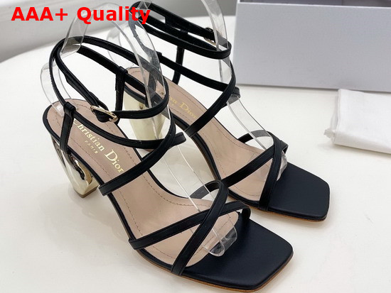 Dior Rhodes Heeled Sandal Black Calfskin Replica