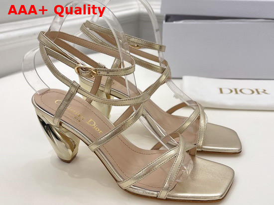 Dior Rhodes Heeled Sandal Gold Tone Laminated Lambskin Replica