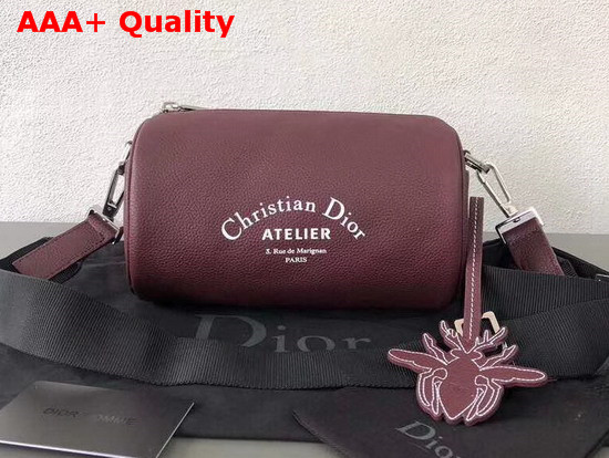 Dior Roller Pouch in Burgundy Grained Calfskin Replica