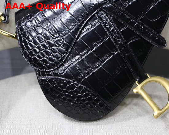 Dior Saddle Alligator Bag in Black Shiny Alligator Replica