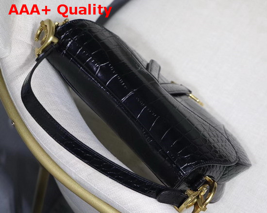 Dior Saddle Alligator Bag in Black Shiny Alligator Replica