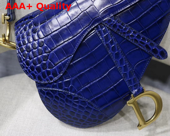 Dior Saddle Alligator Bag in Blue Shiny Alligator Replica