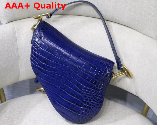 Dior Saddle Alligator Bag in Blue Shiny Alligator Replica