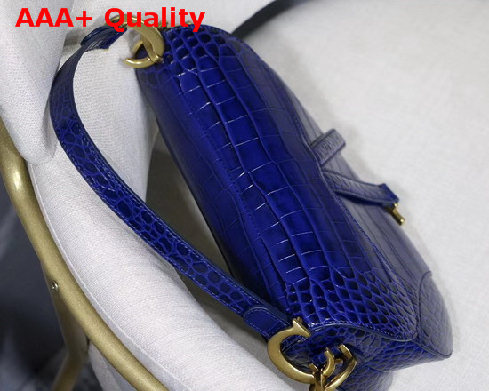 Dior Saddle Alligator Bag in Blue Shiny Alligator Replica