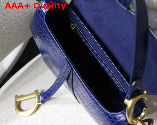 Dior Saddle Alligator Bag in Blue Shiny Alligator Replica