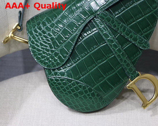 Dior Saddle Alligator Bag in Green Shiny Alligator Replica