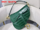 Dior Saddle Alligator Bag in Green Shiny Alligator Replica