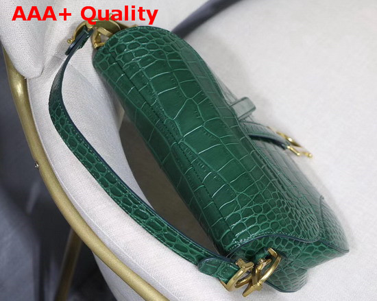 Dior Saddle Alligator Bag in Green Shiny Alligator Replica