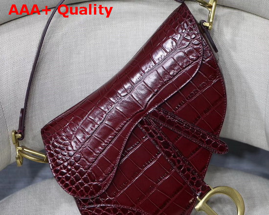 Dior Saddle Alligator Bag in Red Shiny Alligator Replica