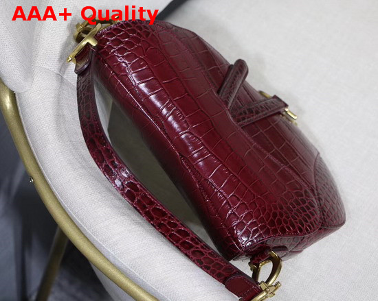 Dior Saddle Alligator Bag in Red Shiny Alligator Replica