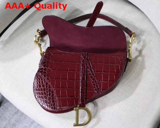 Dior Saddle Alligator Bag in Red Shiny Alligator Replica