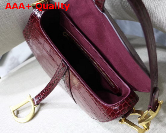 Dior Saddle Alligator Bag in Red Shiny Alligator Replica