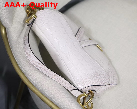 Dior Saddle Alligator Bag in White Shiny Alligator Replica