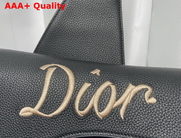 Dior Saddle Bag Black Grained Calfskin with Dior Ribbon Signature Replica