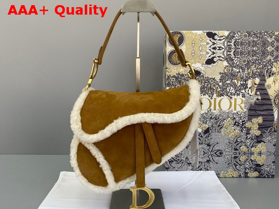 Dior Saddle Bag Camel Colored Shearling Replica