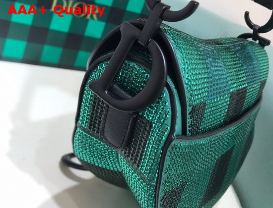 Dior Saddle Bag Green Sequin Embroidery Replica