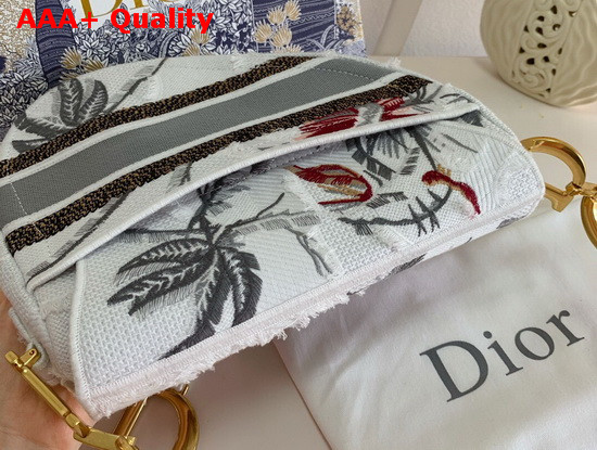 Dior Saddle Bag White Camouflage Embroidery with Multicolor Flowers Replica