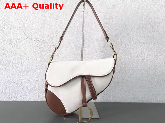 Dior Saddle Bag in Beige Canvas Replica