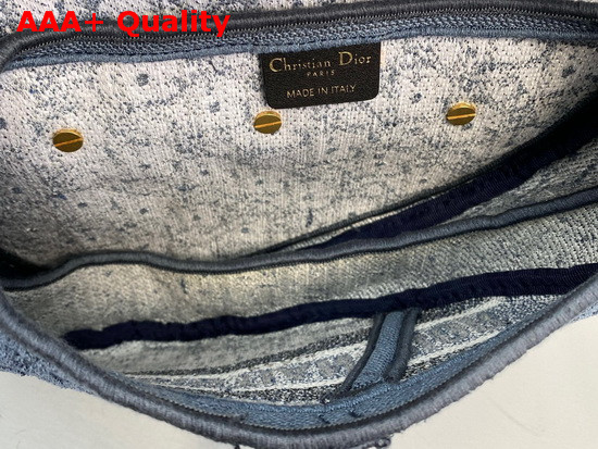 Dior Saddle Bag in Blue Dior Oblique Embroidered Denim Replica