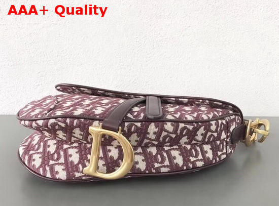 Dior Saddle Bag in Burgundy Canvas Replica