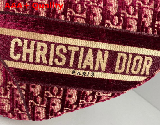 Dior Saddle Bag in Burgundy Dior Oblique Embroidered Velvet Replica