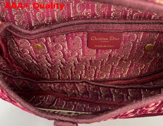 Dior Saddle Bag in Burgundy Dior Oblique Embroidered Velvet Replica