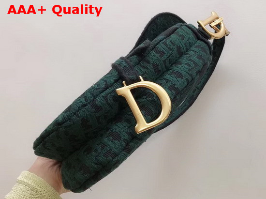 Dior Saddle Bag in Green Dior Oblique Embroidered Canvas Replica