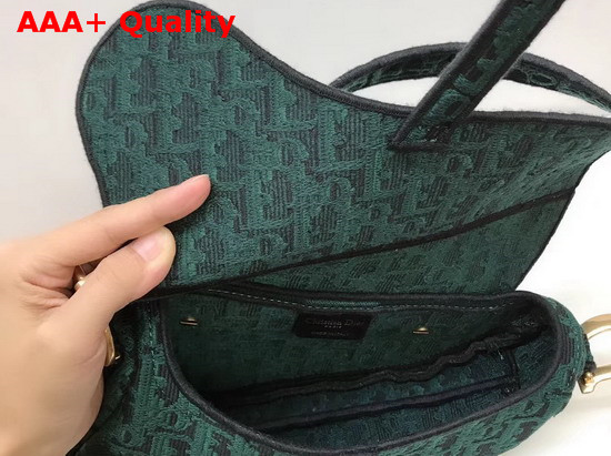 Dior Saddle Bag in Green Dior Oblique Embroidered Canvas Replica