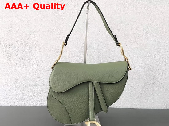 Dior Saddle Bag in Green Embossed Grained Calfskin Replica