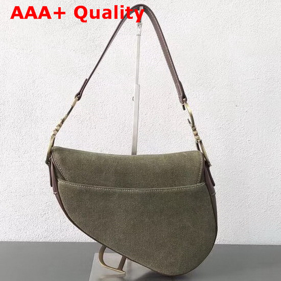 Dior Saddle Bag in Khaki Canvas Replica