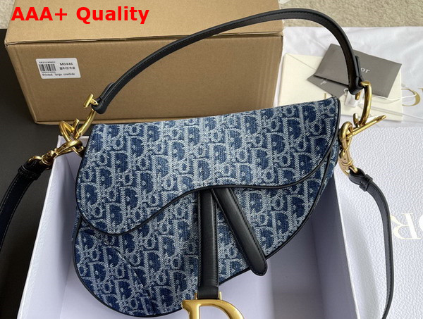 Dior Saddle Bag with Strap Blue Denim Dior Oblique Jacquard Replica