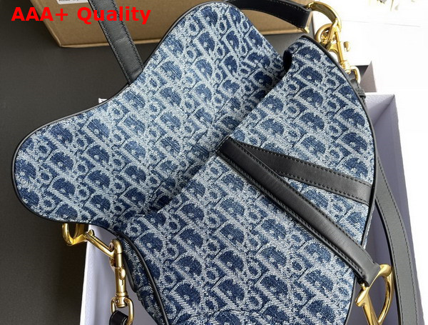 Dior Saddle Bag with Strap Blue Denim Dior Oblique Jacquard Replica