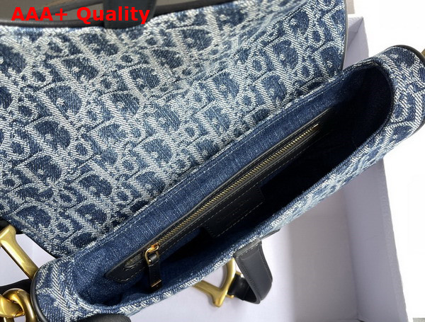 Dior Saddle Bag with Strap Blue Denim Dior Oblique Jacquard Replica