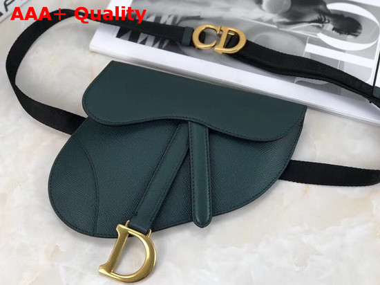 Dior Saddle Belt Bag in Green Embossed Grained Calfskin Replica