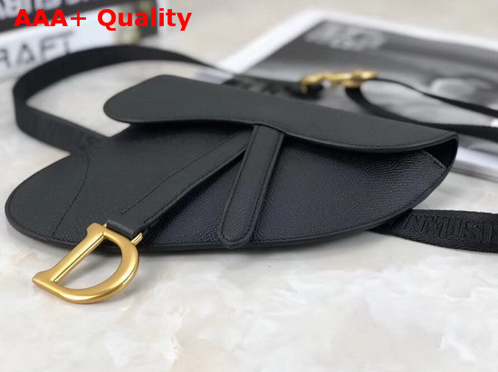 Dior Saddle Belt Clutch in Black Embossed Grained Calfskin Replica