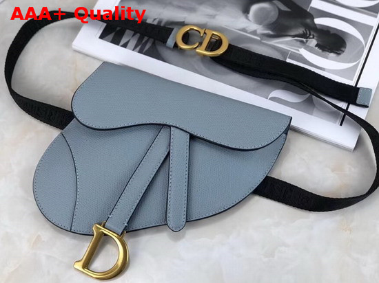 Dior Saddle Belt Clutch in Light Blue Embossed Grained Calfskin Replica