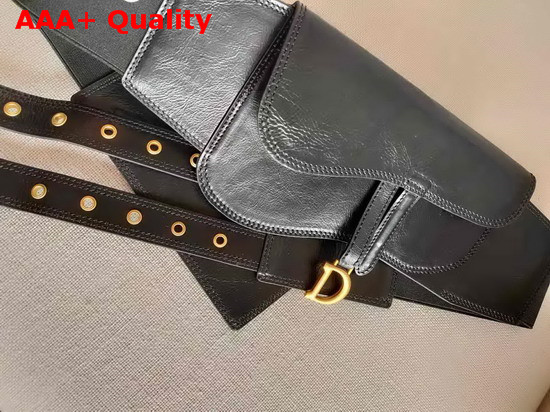 Dior Saddle Belt in Black Lambskin Replica