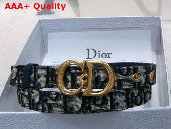 Dior Saddle Belt in Blue Dior Oblique Jacquard Canvas Replica