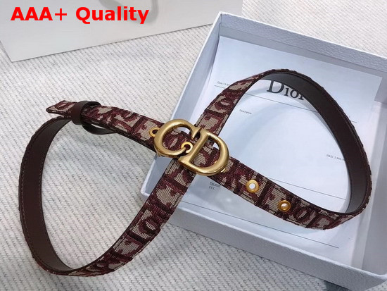 Dior Saddle Belt in Burgundy Dior Oblique Jacquard Canvas Replica